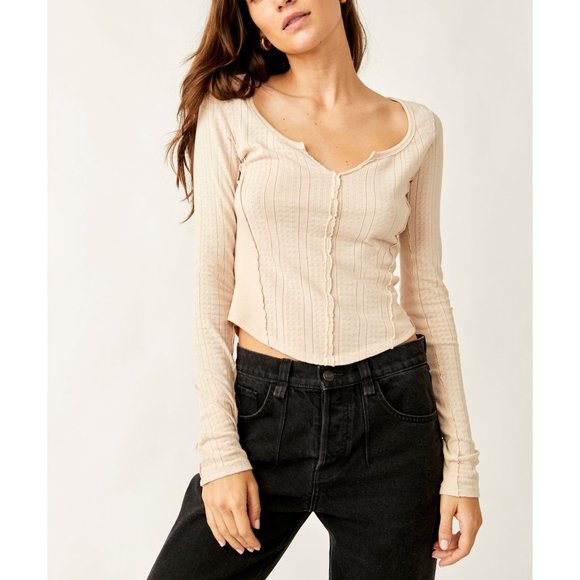 FREE PEOPLE Eyes On You Long Sleeve / Birch - Picture 1 of 4